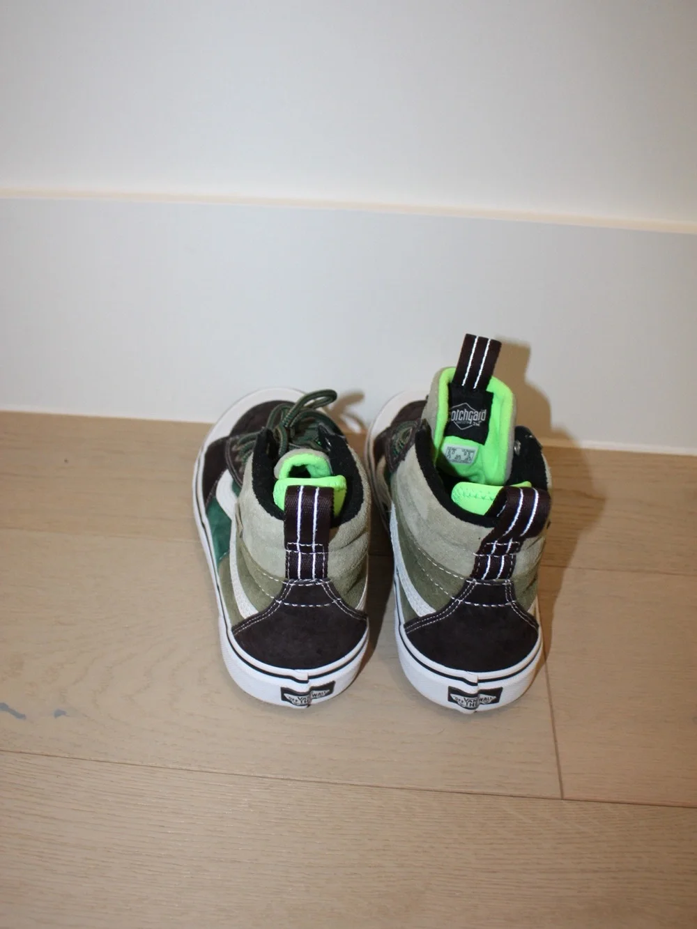 Vans High-Top Sneakers in Olive, Black & Neon Green